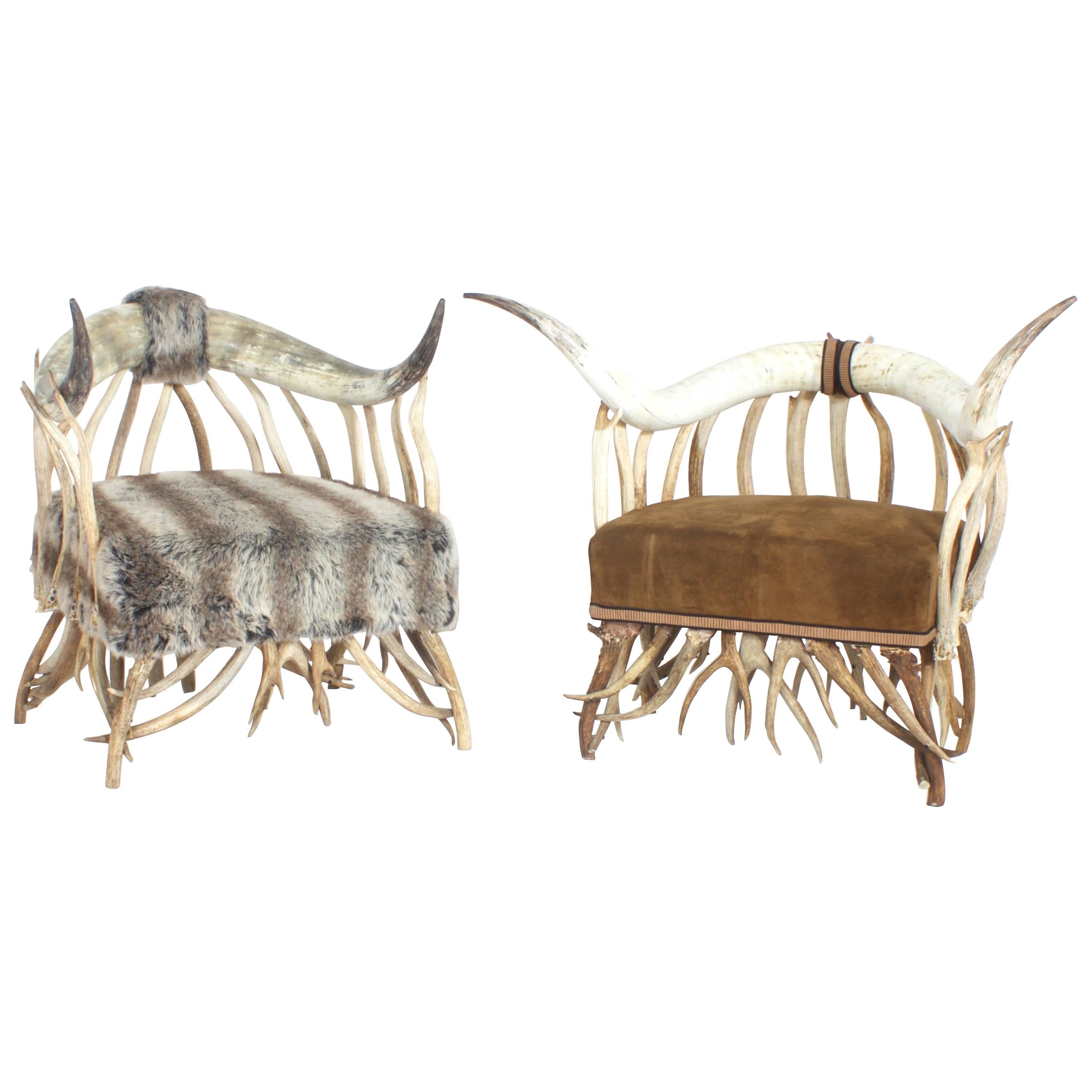 Pair of Horn and Antler Armchairs