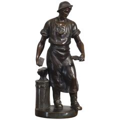 Antique 'The Blacksmith' Original Bronze by Austrian Sculptor Rudolf Küchler 