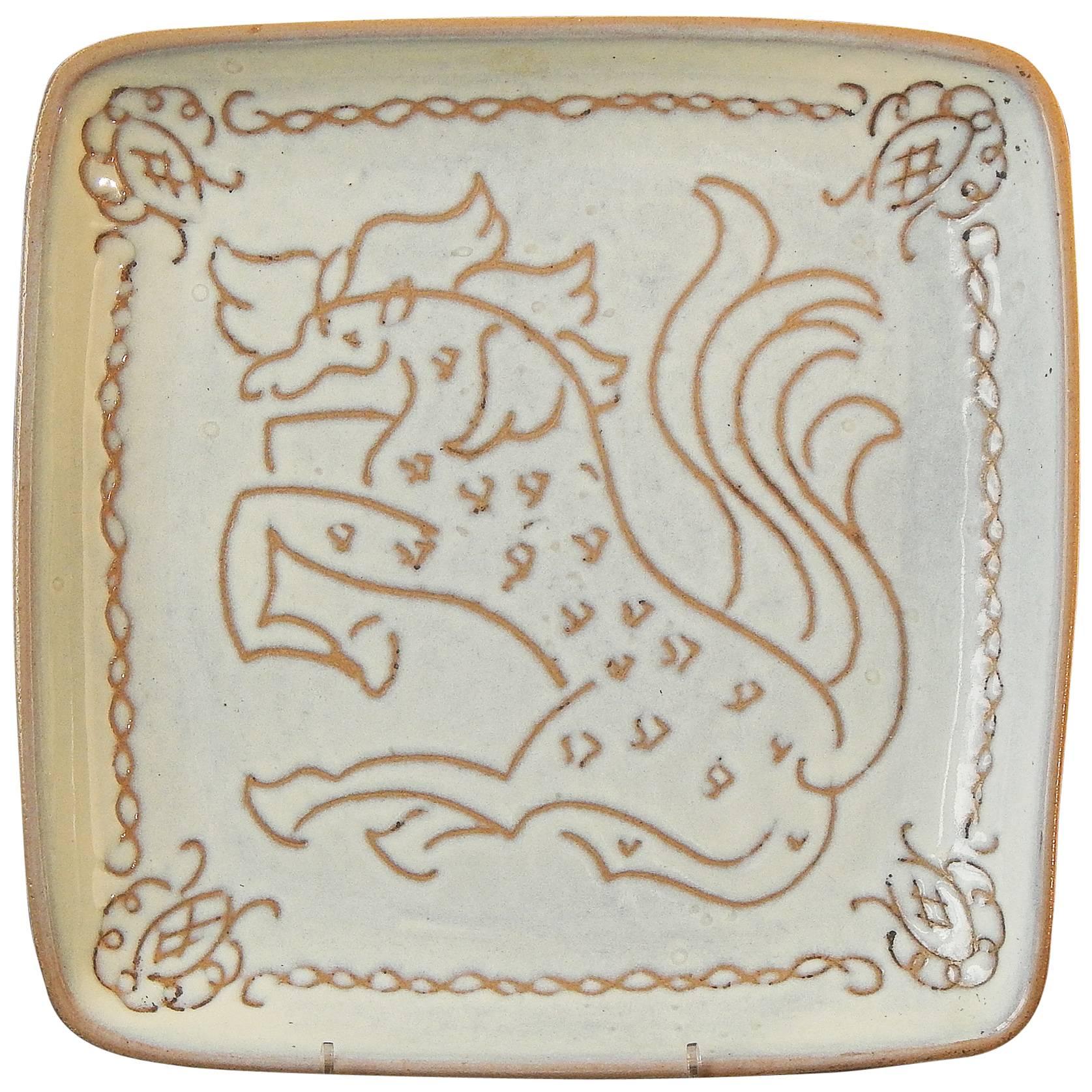 "Horse with Flying Tail, " Sgraffito Masterpiece by Glidden Parker, 1940s For Sale