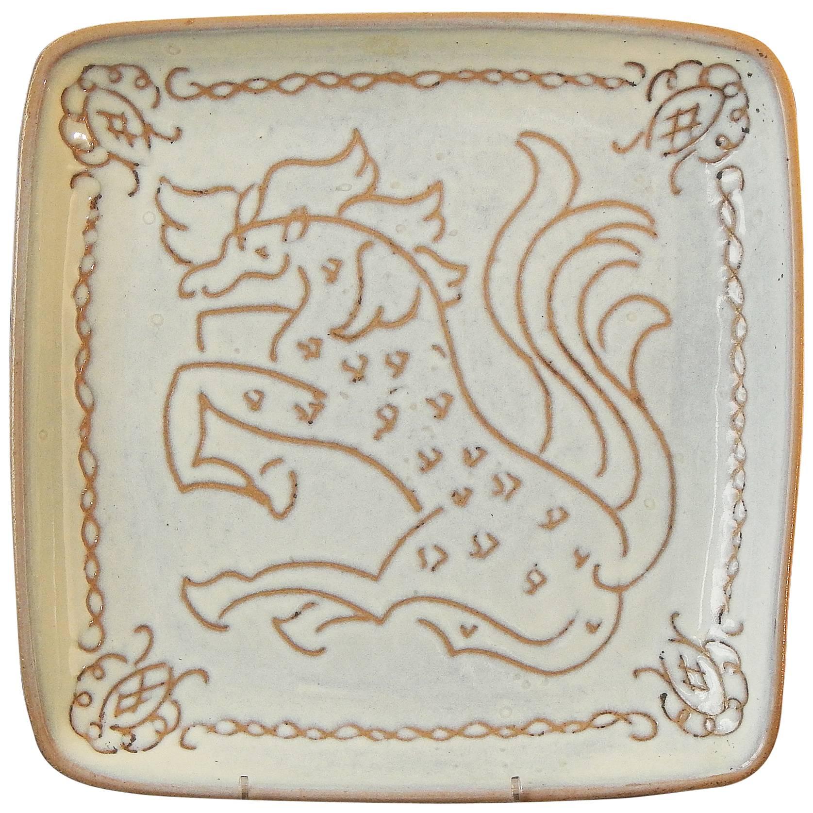 ""Horse mit fliegender Schleife"" Sgraffito- Meisterwerk von Glidden Parker, 1940er Jahre im Angebot