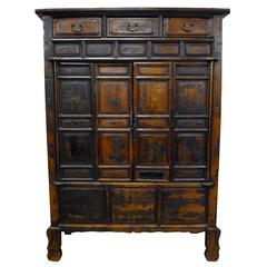 Antique Chinese Shanxi Temple Armoire with Original Lacquer, Early 1800s