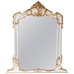 Louis XV Style Paint and Gilt Gold Wall Dresser Mirror Wonderfully Carved