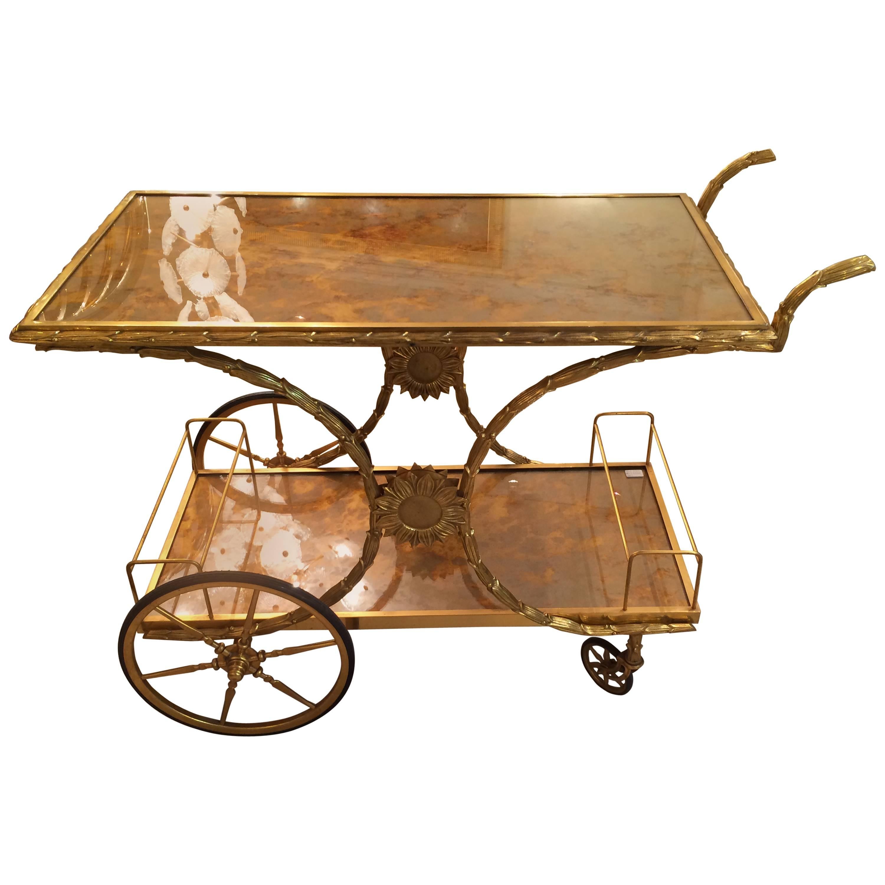 1940s Maison Bagues Rare Bronze Bar Cart