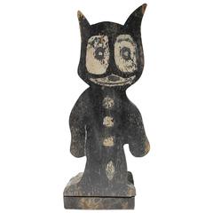 Antique Felix the Cat Wood Folk Art Doorstop