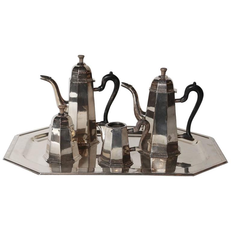 Petruzzi And Branca Silver Plate Clic Modern Coffee Tea Petruzzi Branca Silver Plate Clic Modern Coffee And Tea Service On A Tray For