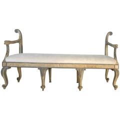 End of the Italian 18th Century Venetian Bench with Armrests 