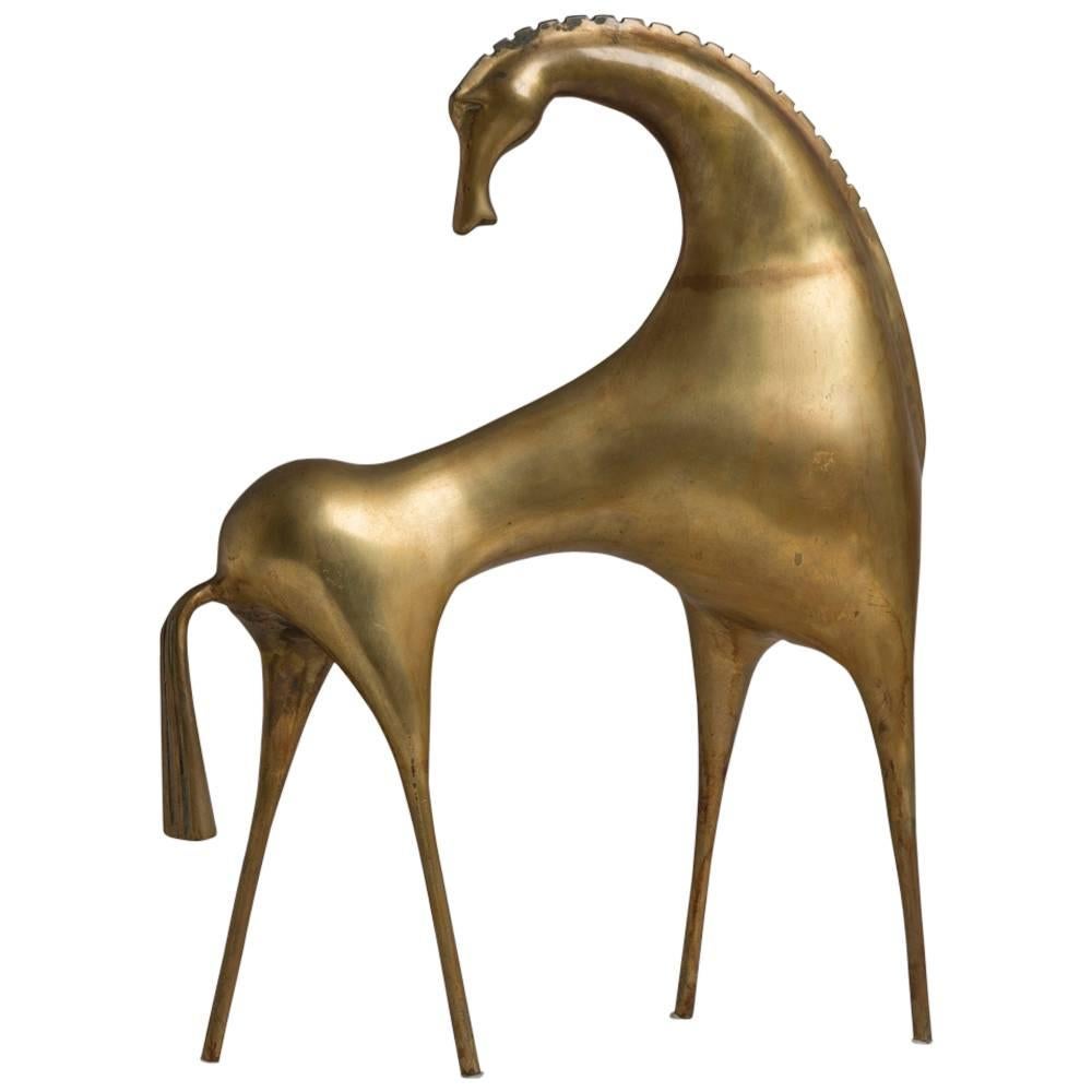 Modernist Bronze Stylised Horse Table Sculpture