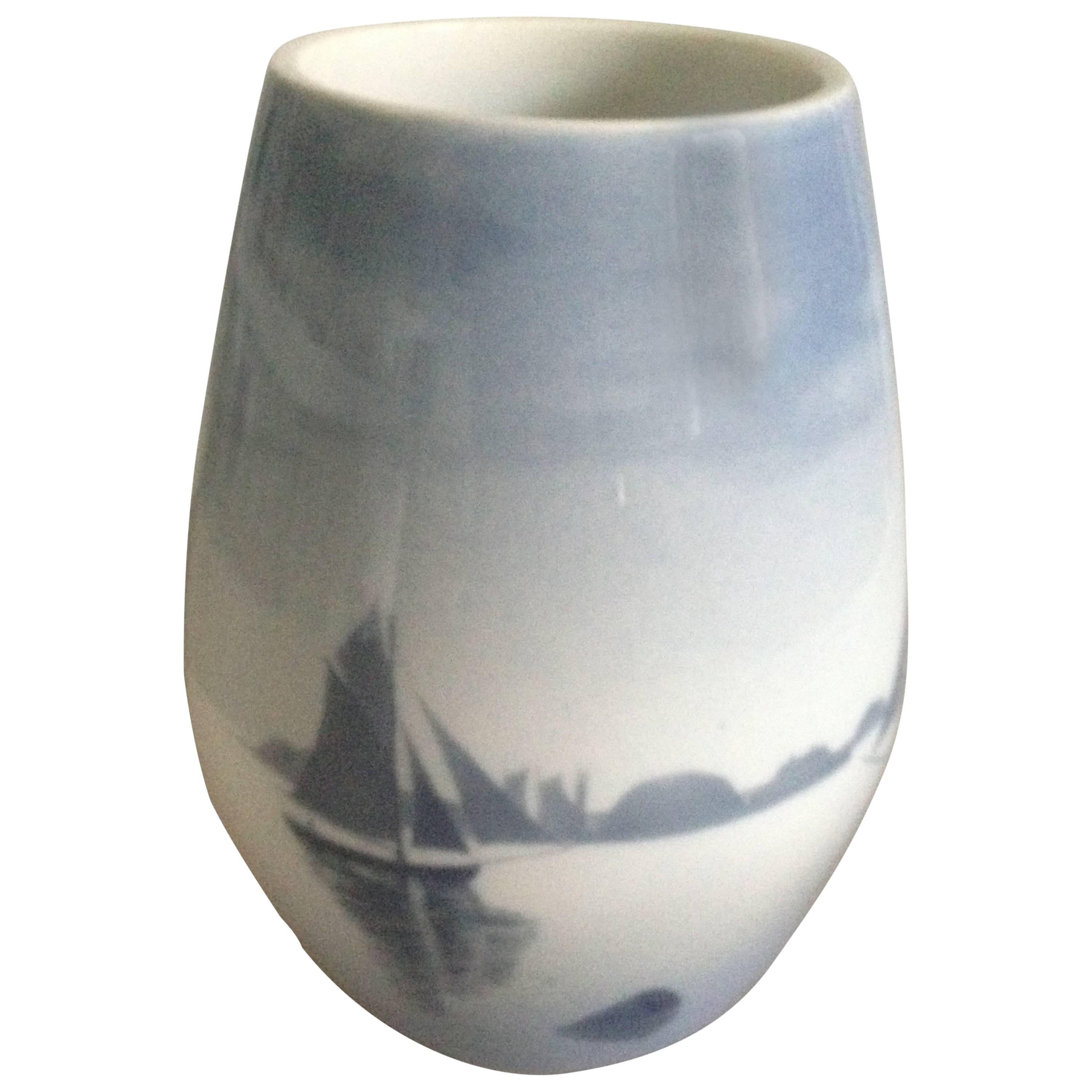 Early Bing & Grøndahl Unique Vase by Fanny Garde with Ships For Sale
