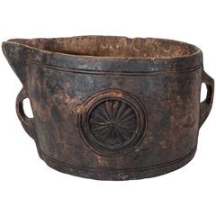 Primitive Bucket Carved from Solid Piece of Wood