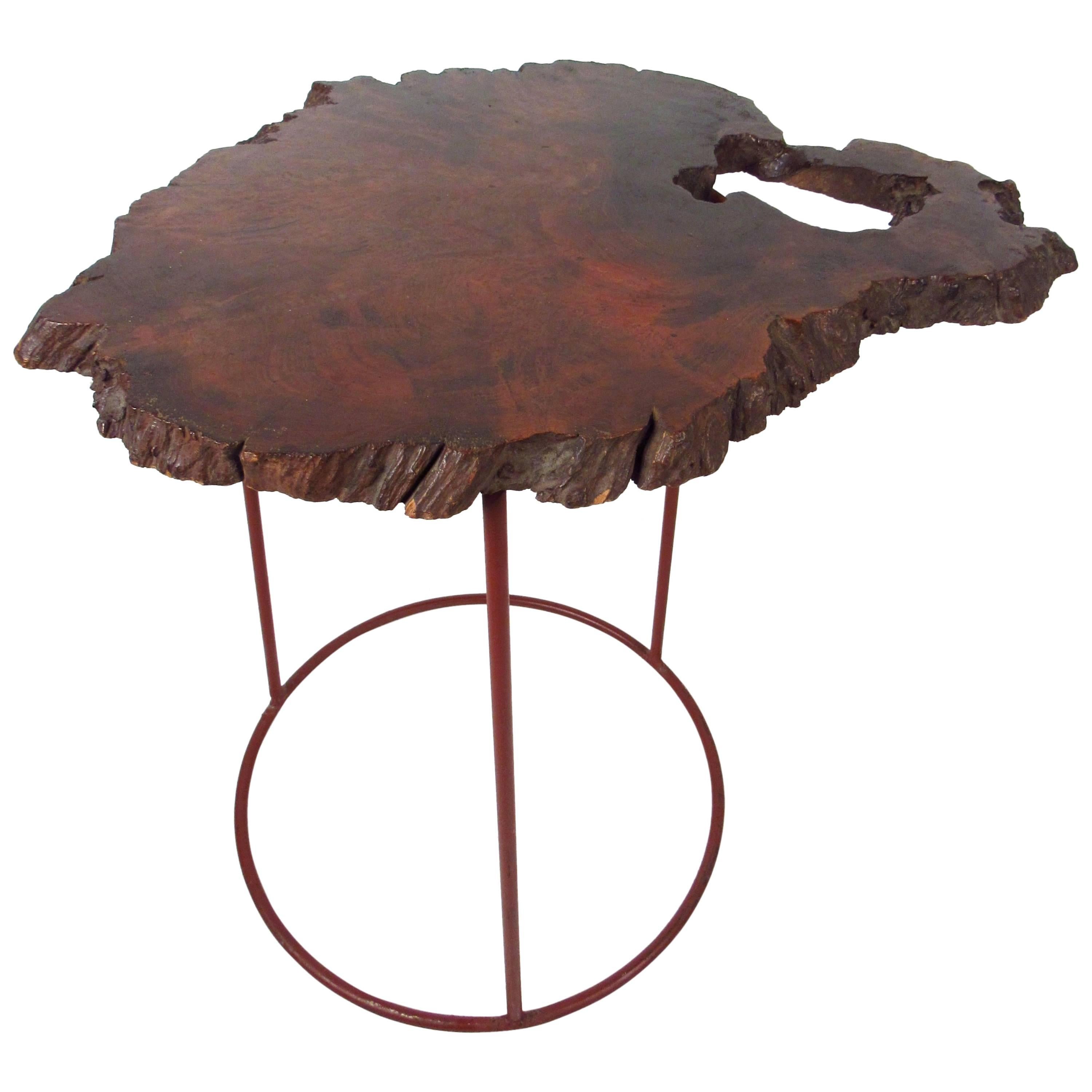 Mid-Century Modern Free Form Tree Slab Side Table For Sale
