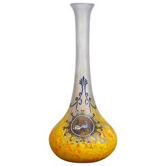 Early 20th Century Art Nouveau Vase with Swan Decor by Legras