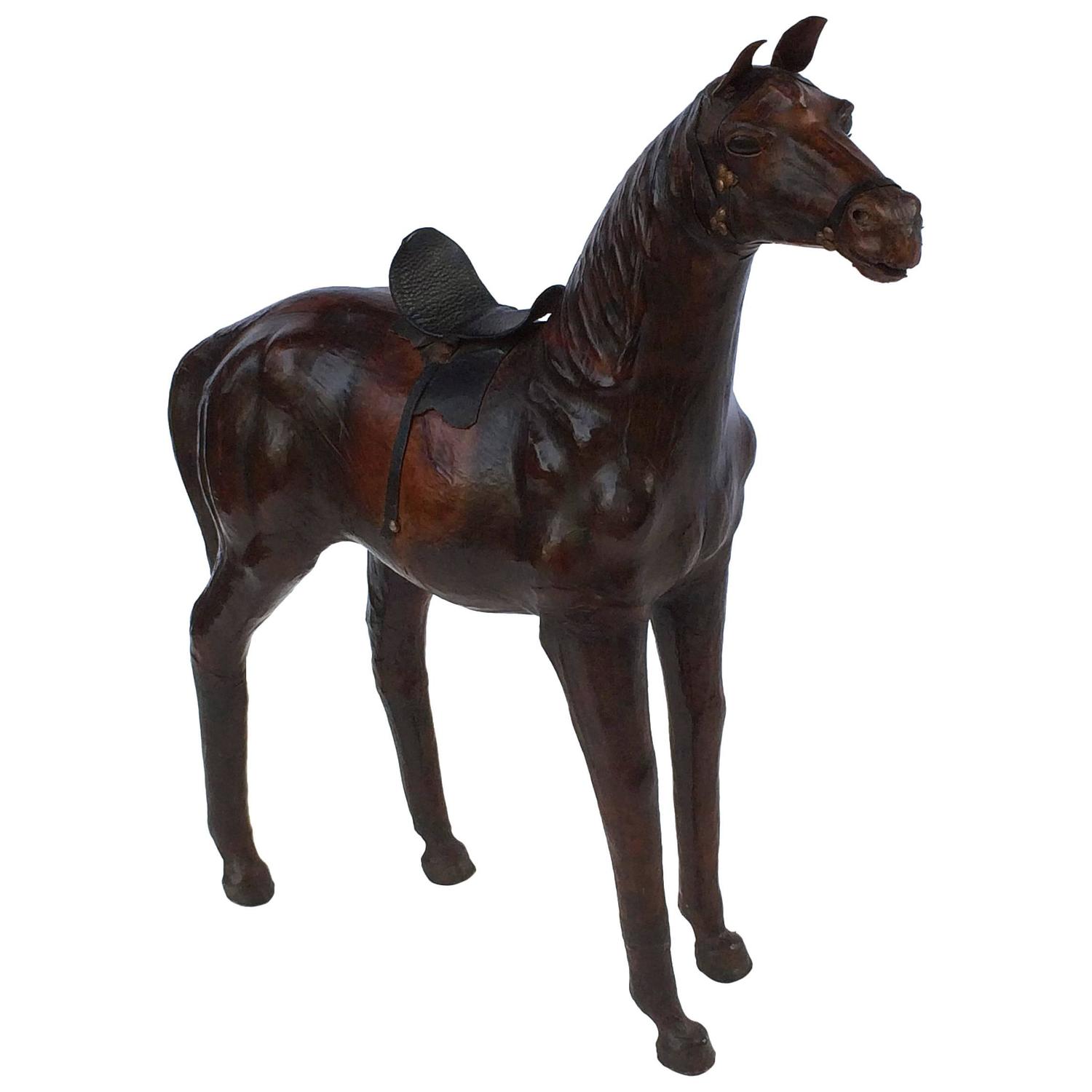 French Leather Horse Model For Sale at 1stdibs