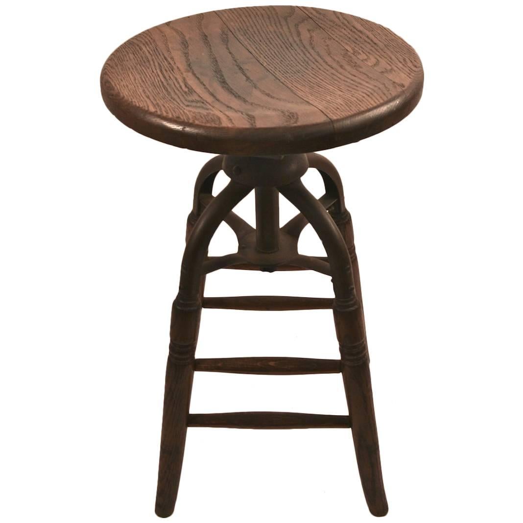 Swivel Oak Stool at 1stDibs