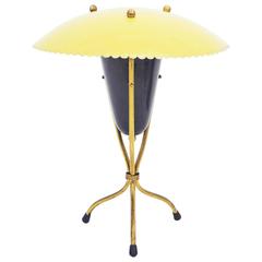Italian Brass and Lacquered Tripod Table Lamp, 1950s 12