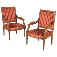 Pair of French Louis XVI Style Armchairs, Early 1900s
