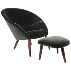 Lounge Chair and Ottoman by Nanna Ditzel, Kolds Savværk, Denmark, 1950s