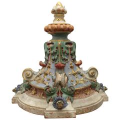 Church Console Table, Late 19th Century, Original Polychromed Terracotta