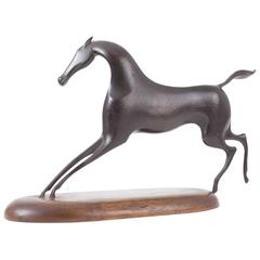 Decoratively Shaped Hagenauer Horse Made of Patinated Brass, 1950s