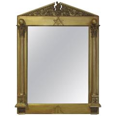 Rare Masonic George III Giltwood and Gesso Wall Mirror