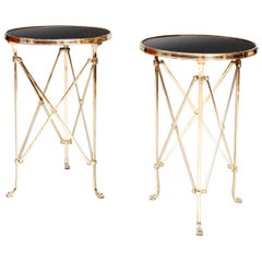 Pair of Mid-20th Century Polished Brass and Marble Lamp, End Tables