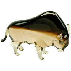 Grand taureau en verre de Murano par Gino Cenedese