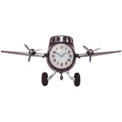 American Art Deco Chrome & Bakelite "Airliner" Electric Clock & Lamp by Sessions