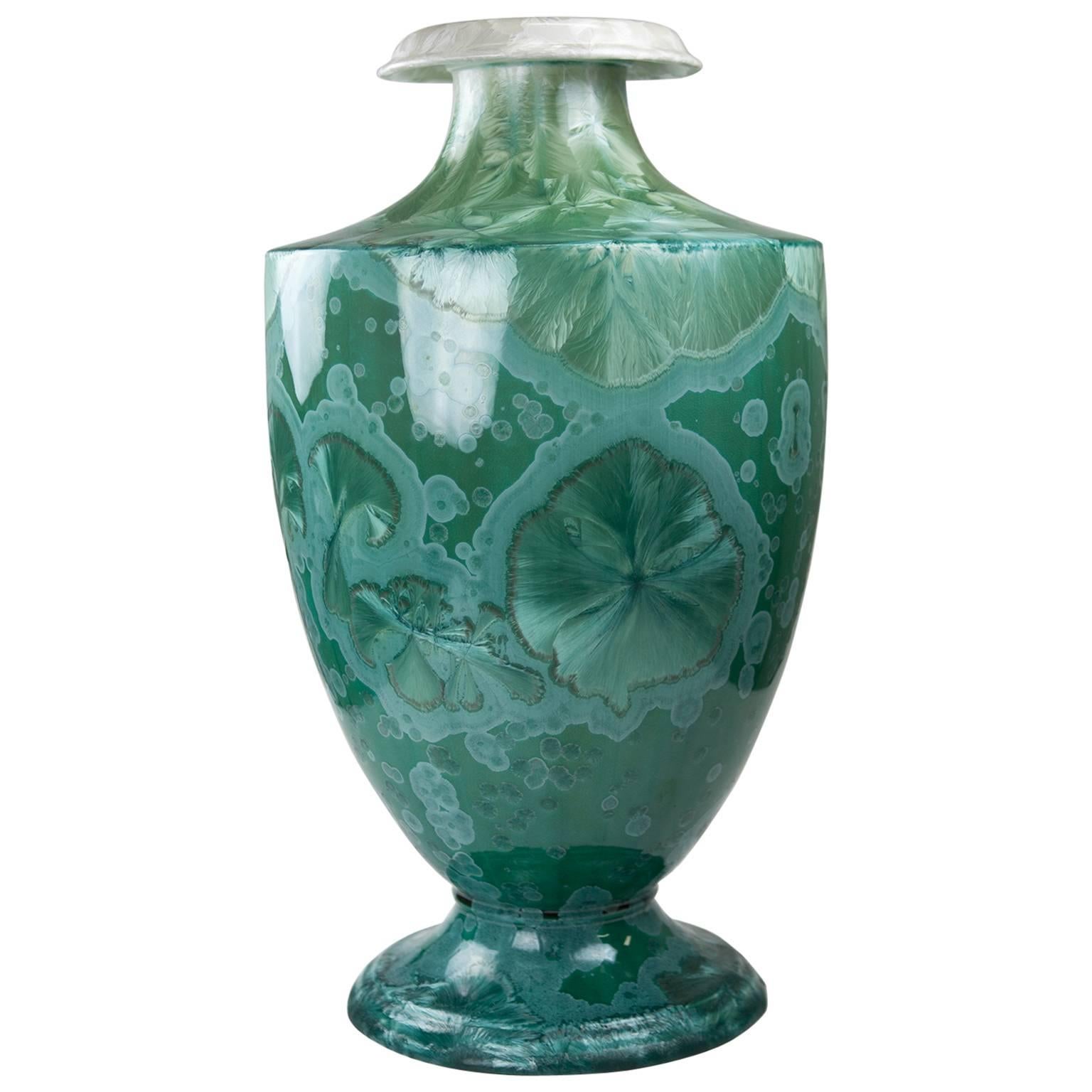 21st Century Solitaire Vase by Fuerstenberg in Jade Green Platinum Porcelain For Sale