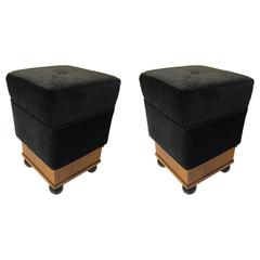 Pair of 1930s Italian Walnut Stools