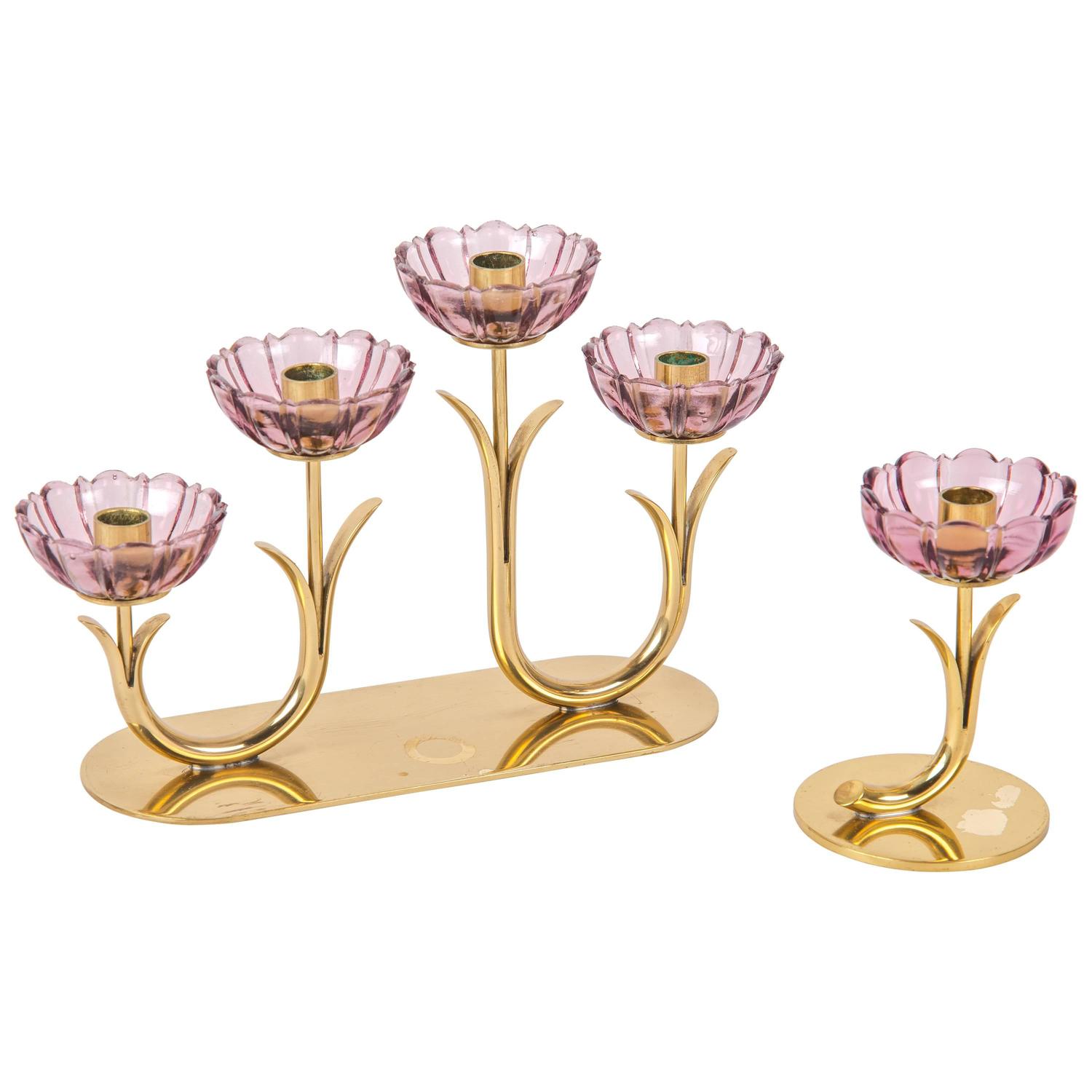 Gunnar Ander brass candle holders Ystad Metall Sweden at 1stdibs