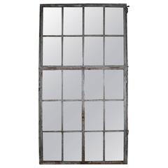 19th Century Large Cast Iron Windowframe as Mirror or Industrial Mirror