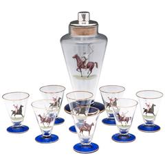 Vintage Polo Cocktail Shaker and Glasses