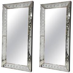 Pair of Rare Midcentury Venetian Mirrors with Bulls-Eye Detail, Venice, 1940 Pair of Rare Midcentury Venetian Mirrors with Bulls-Eye Detail, Venice, 1940