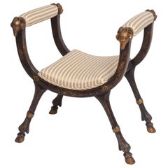 19th Century Neoclassical Curule Bench with Goat-Head and Hooves