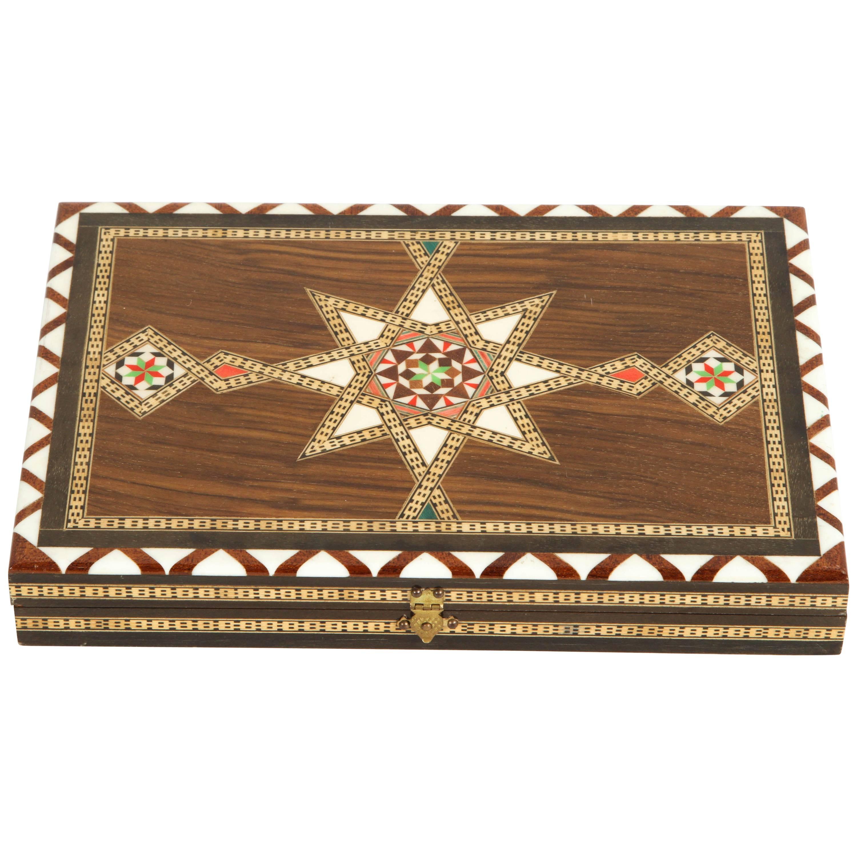 Middle Eastern Syrian Inlaid Backgammon Game