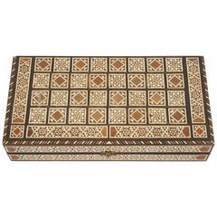Vintage Syrian Inlaid Mosaic Backgammon Game