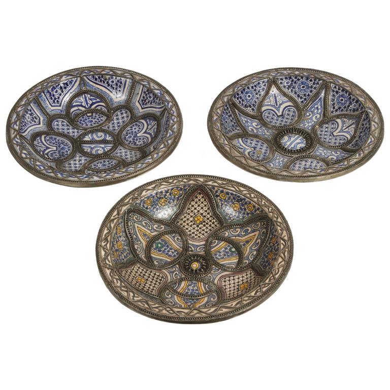 Large Decorative Ceramic Plates from Fez at 1stDibs
