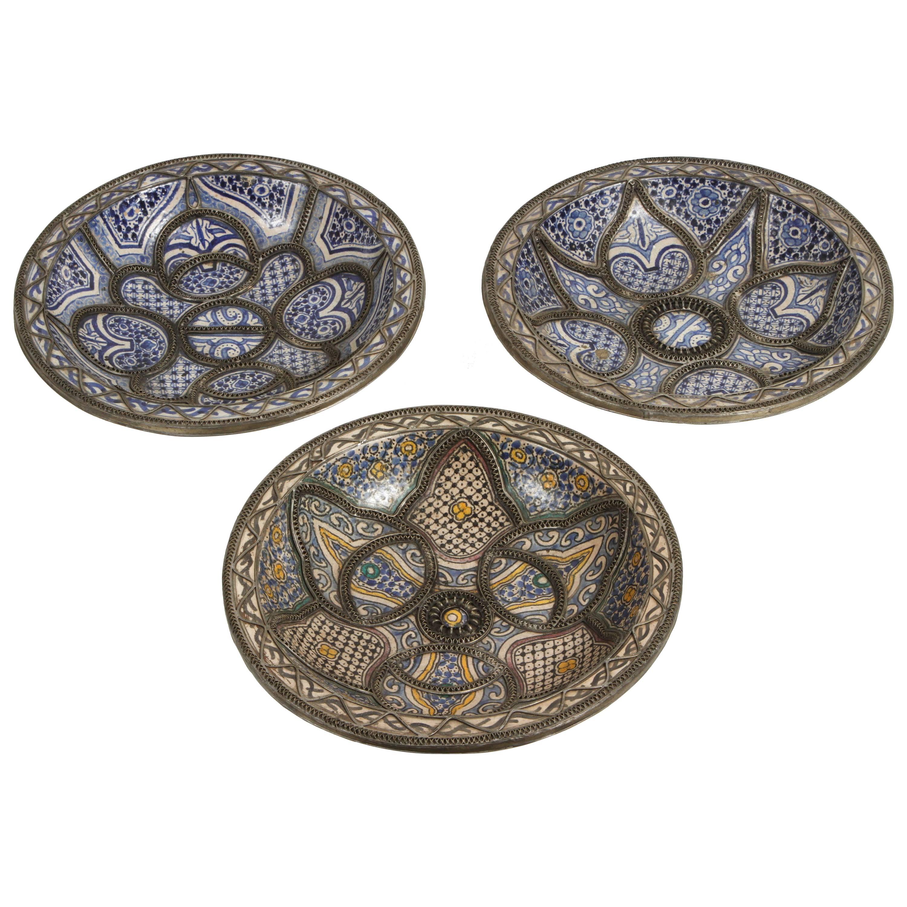 Large Decorative Ceramic Plates from Fez