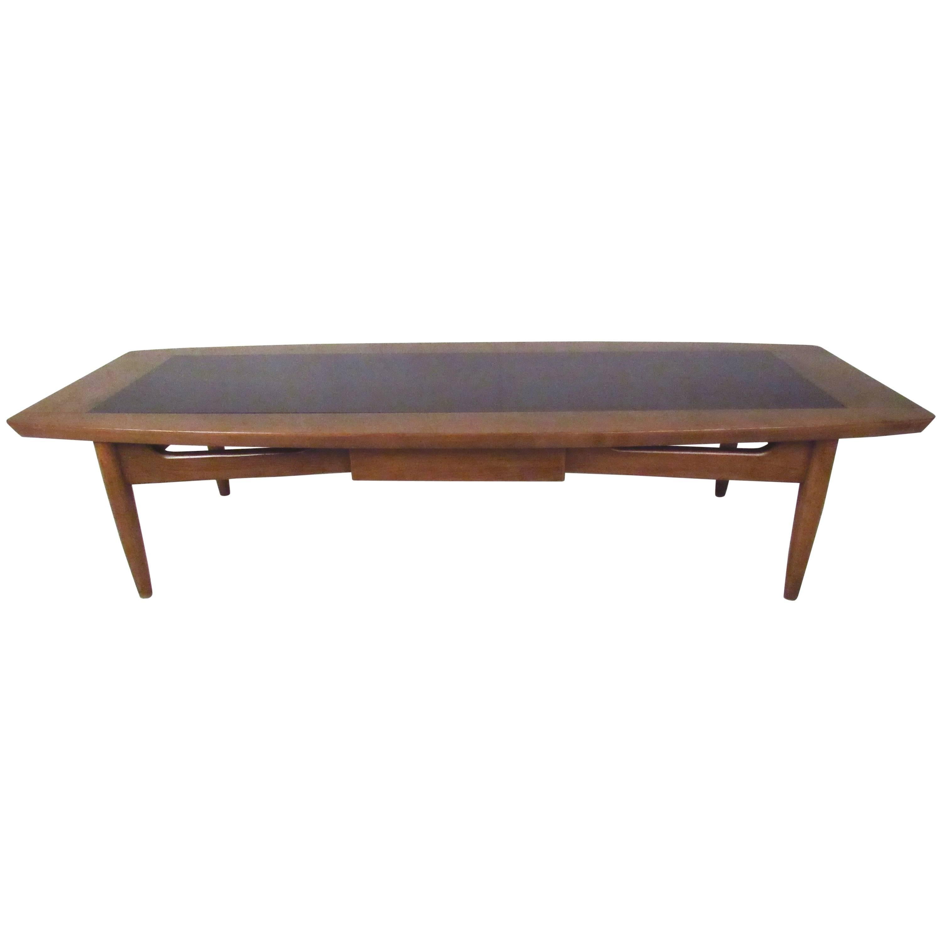 Mid-Century Walnut Coffee Table With Shelf