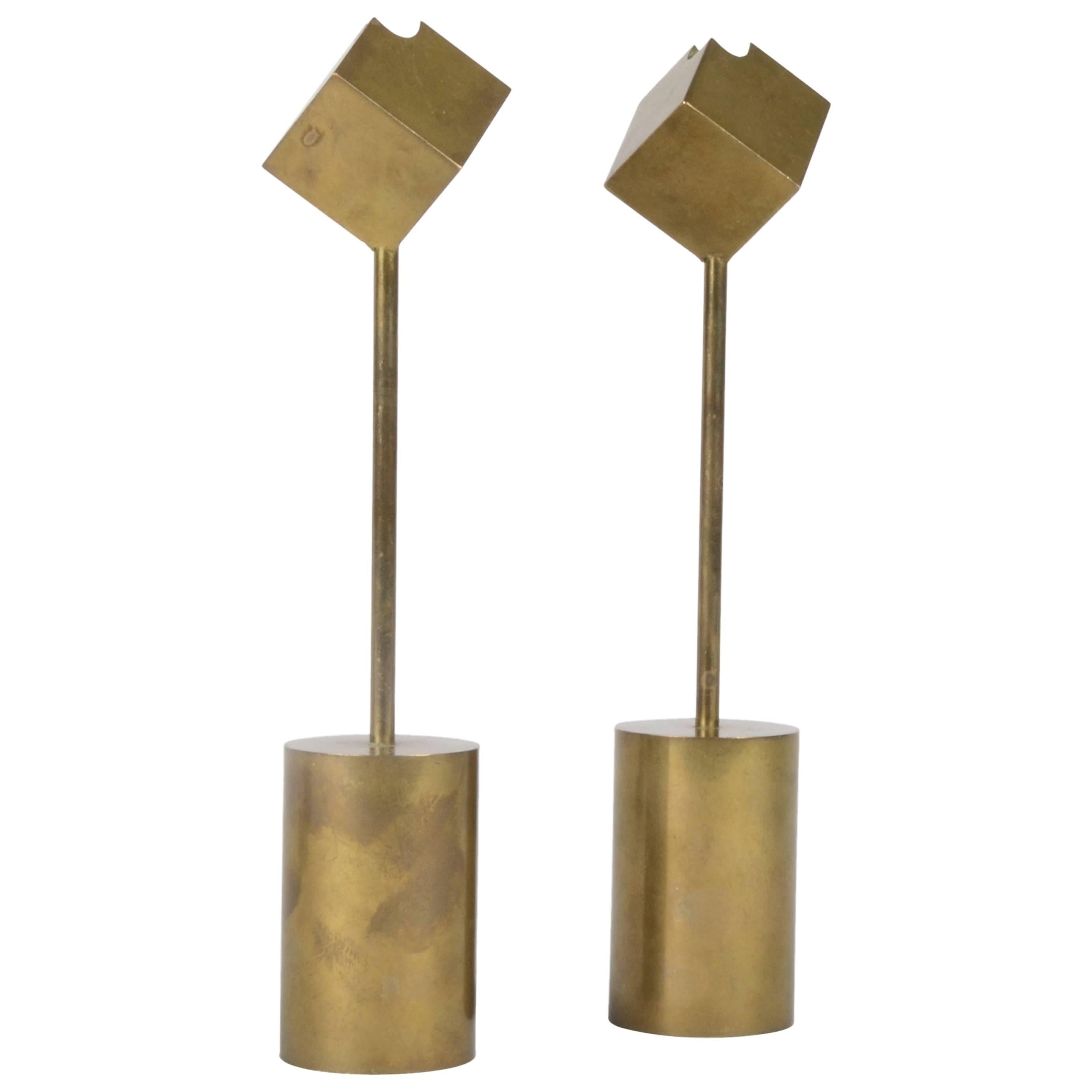 Pair of Brass Candlesticks by Pierre Forssell for Skultuna, Sweden, 1960s