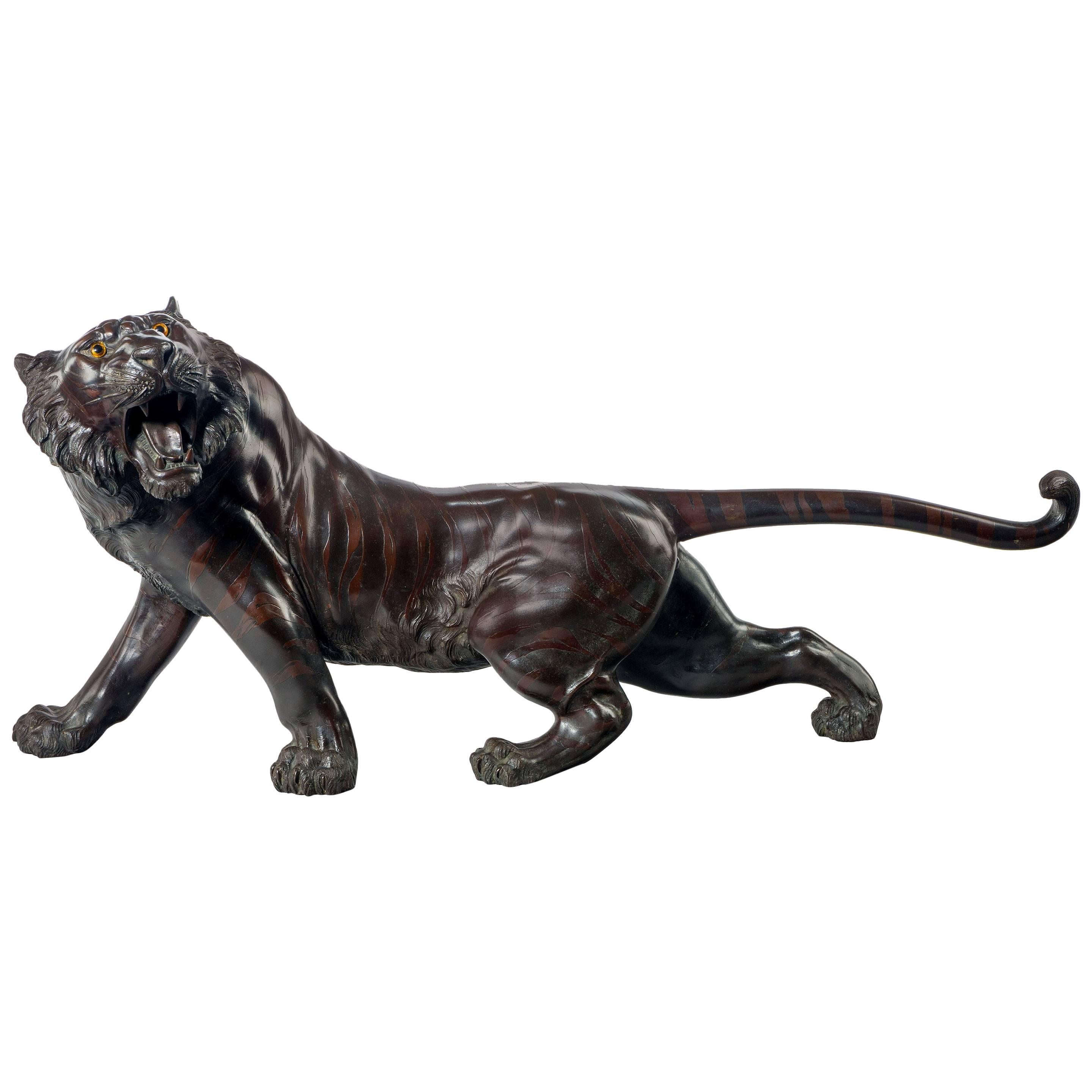A very fine bronze tiger by Genryusai Seiya