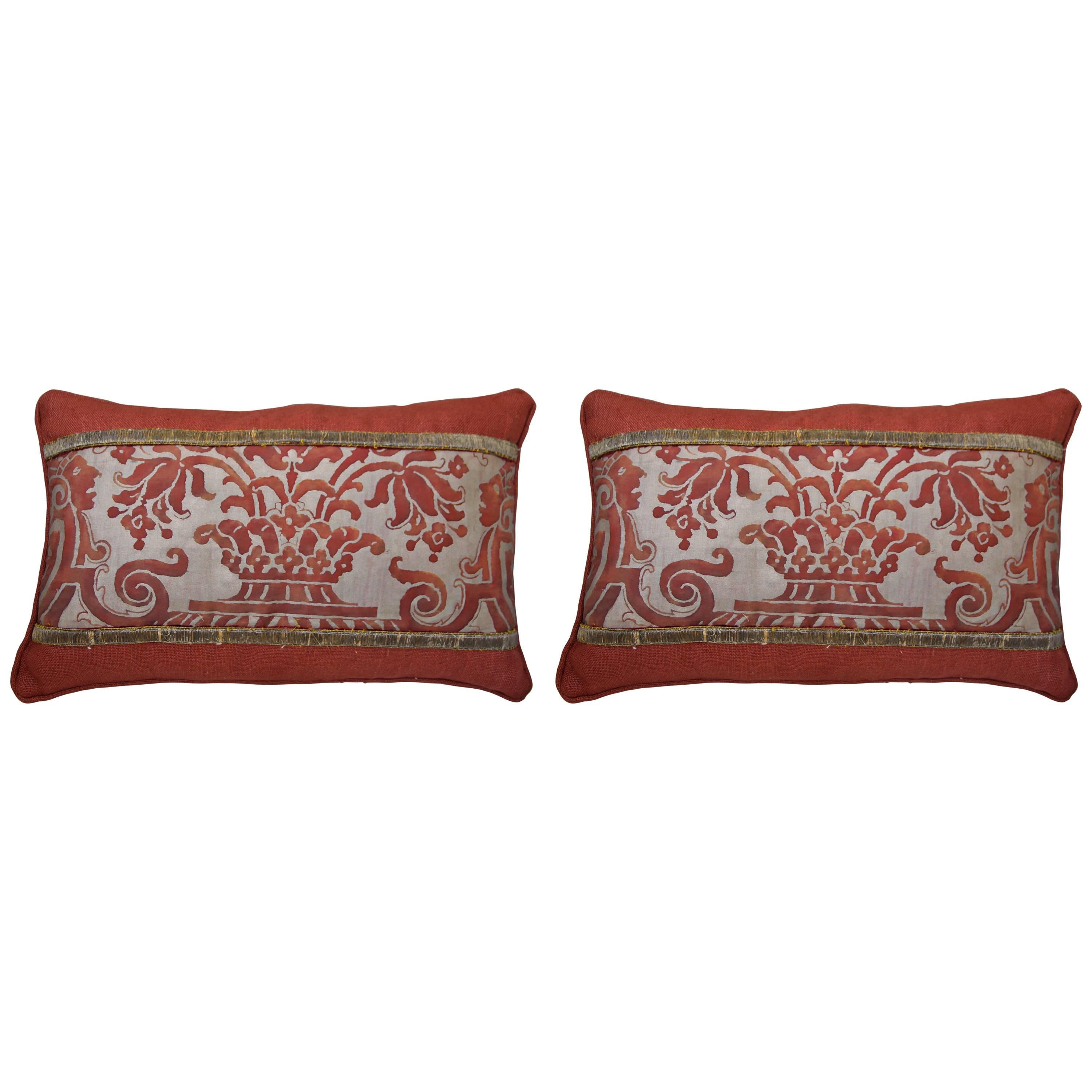 Pair of Rust and Metallic Gold Fortuny Pillows