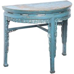 19th Century Chinese Hand-Painted Half Round Console Table