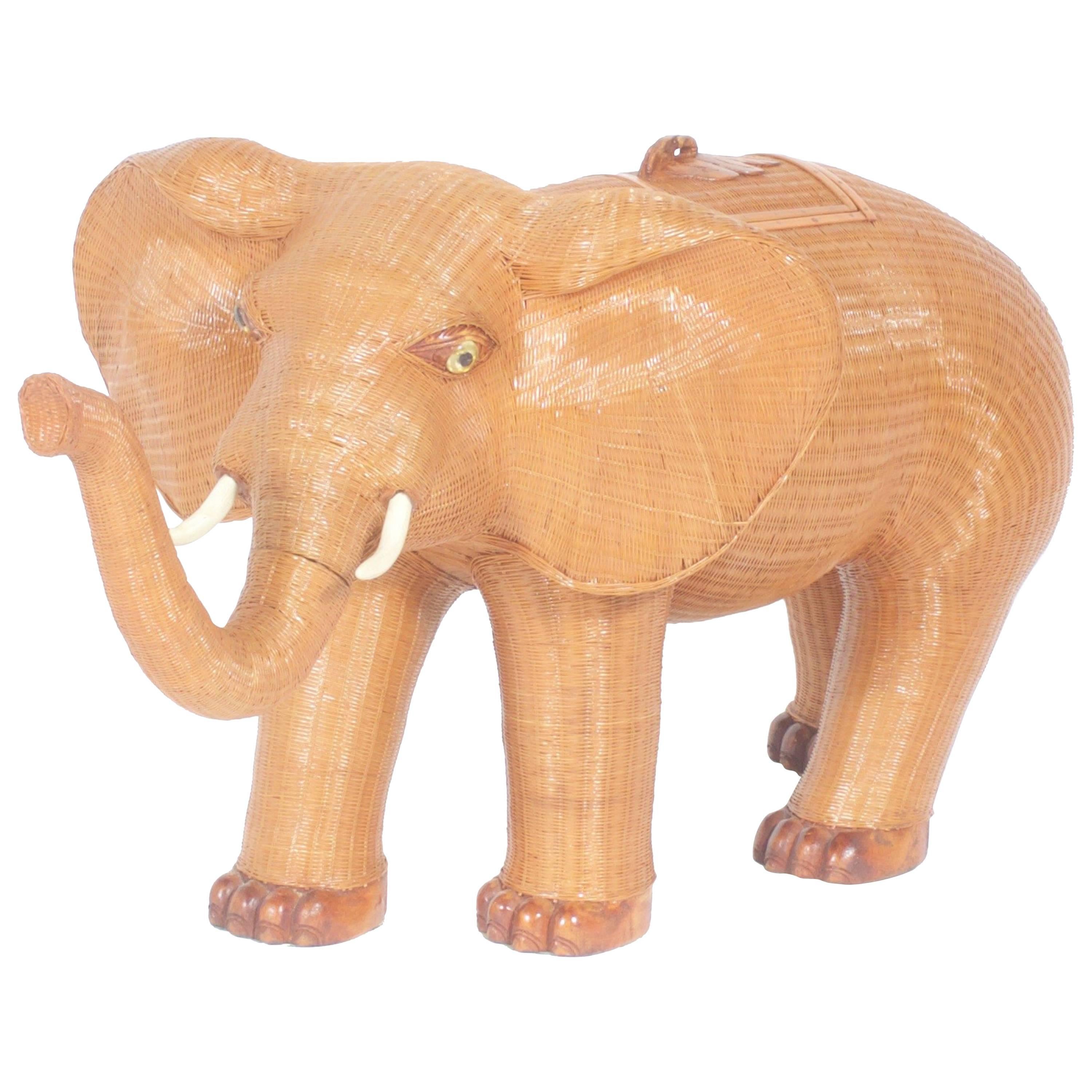 Wicker Elephant Box