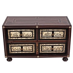 Neapolitan Parquetry Table Cabinet in Rosewood, Mahogany, Walnut and Bone