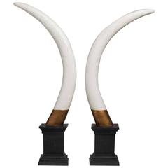 Pair of Painted Faux Tusk Table Sculptures, 1970s