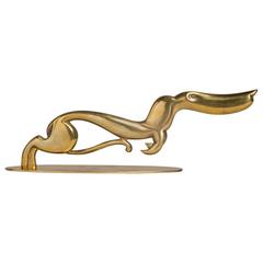 Polished Brass Jumping Dachshund by Hagenauer, Stamped 