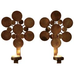 Pair of Brass Sconces by Lars Holmström