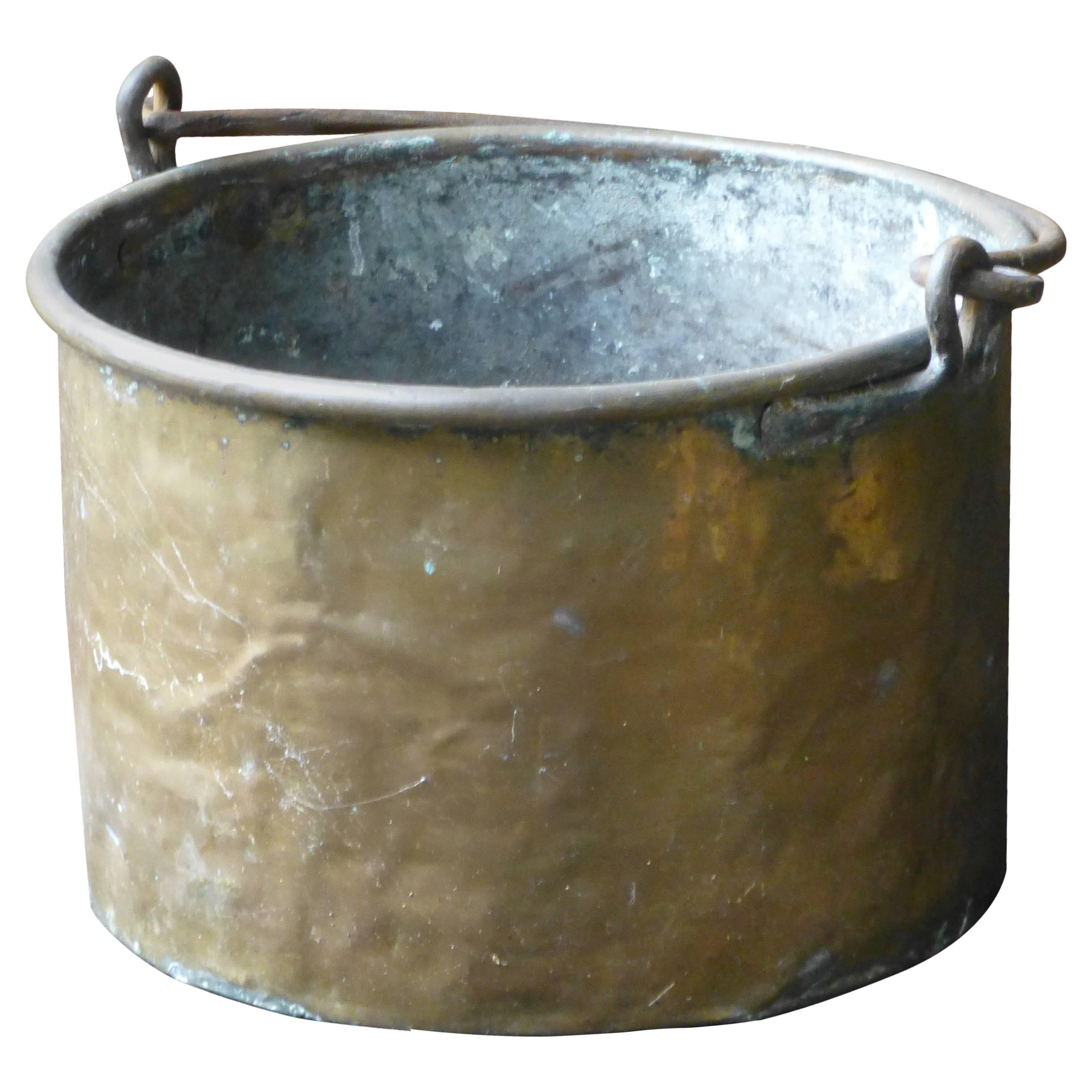 18th Century Brass Log Holder, Wood Basket