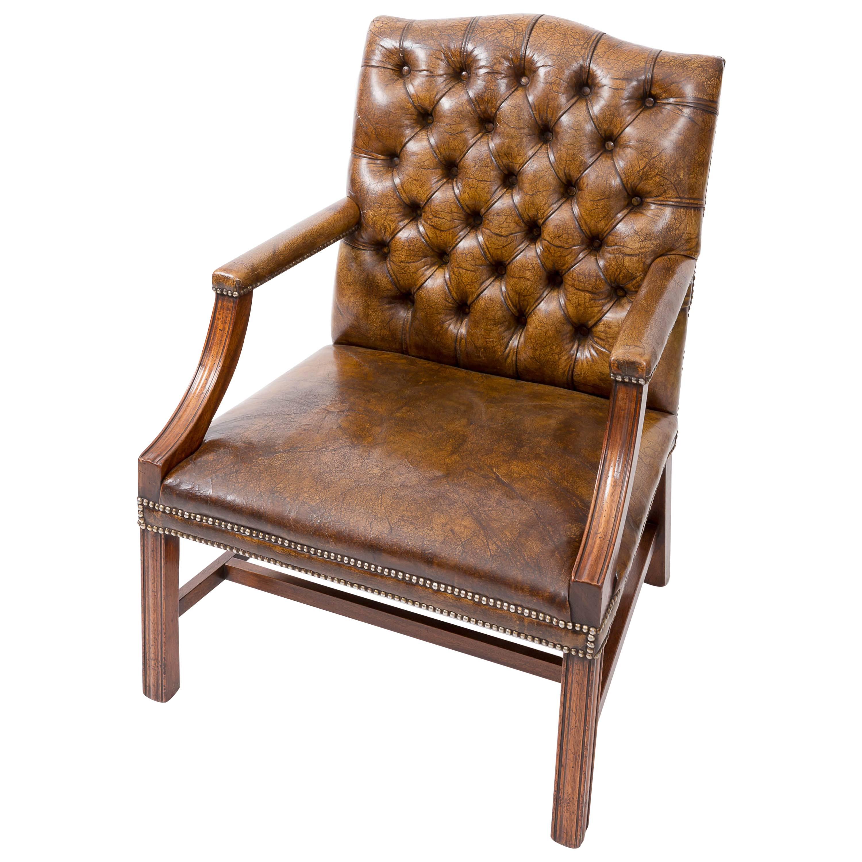 Gainsborough Leather Library, Desk Chair, England, circa 1930 For Sale