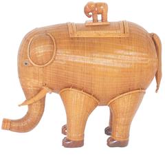 Vintage Wicker Elephant Box
